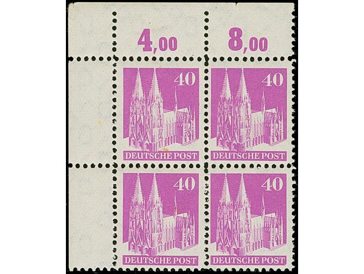 40 Pfg. rotviolett, zweimal in Type Ia, einmal in Type I und einmal in Type Ib, jeweils gezähnt L 11 : 11½ und mit Wasserzeic