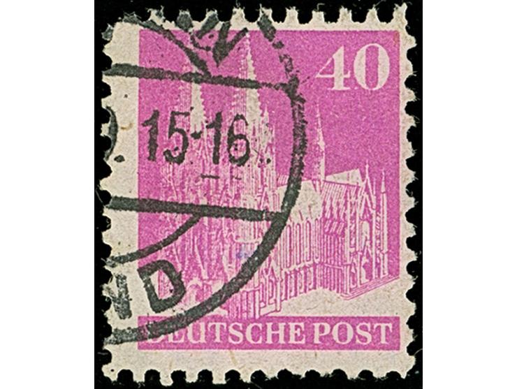 40 Pfg. rotviolett, Type II, gezähnt L 11 und mit Wasserzeichen 1X (Bogenfeld 466-A), sauber gestempelt mit gering verkürzten