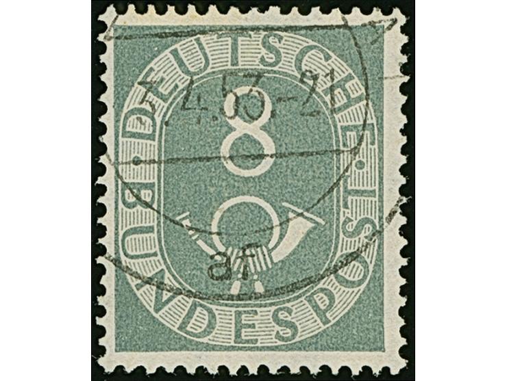 1951, Posthorn 8 Pfg. mit Wasserzeichen 4Z, sauber gestempelt, in tadelloser Erhaltung, Fotoattest A. Schlegel BPP (2014)