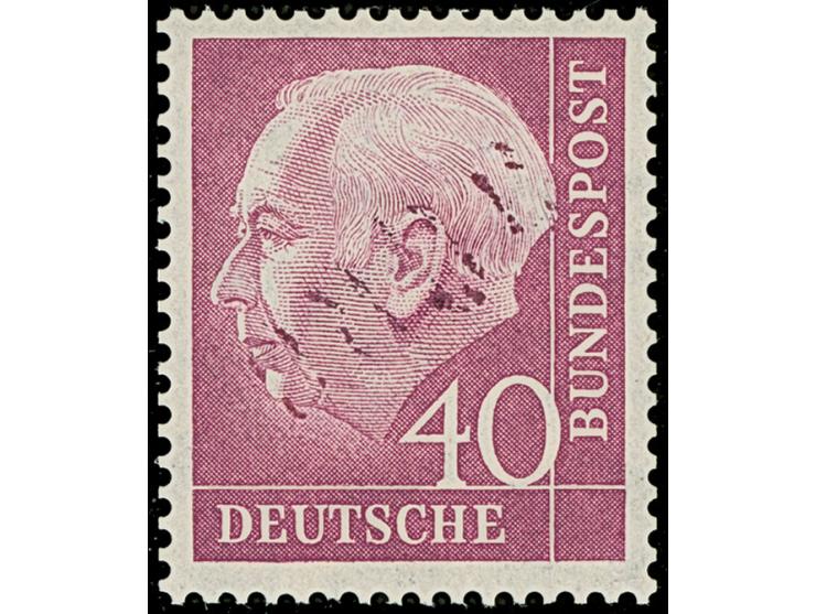 Heuss 40 Pfg. mit rückseitig vierstelliger Handstempel-Nummer als Versuchs-Rollenmarke, postfrisch und in einwandfreier Erhal