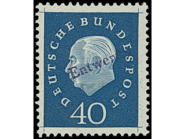 1959, Heuss III 7-40 Pfg. auf gelb fluoreszierendem Papier und Handstempel “Entwertet”, postfrisch und in einwandfreier Erhal