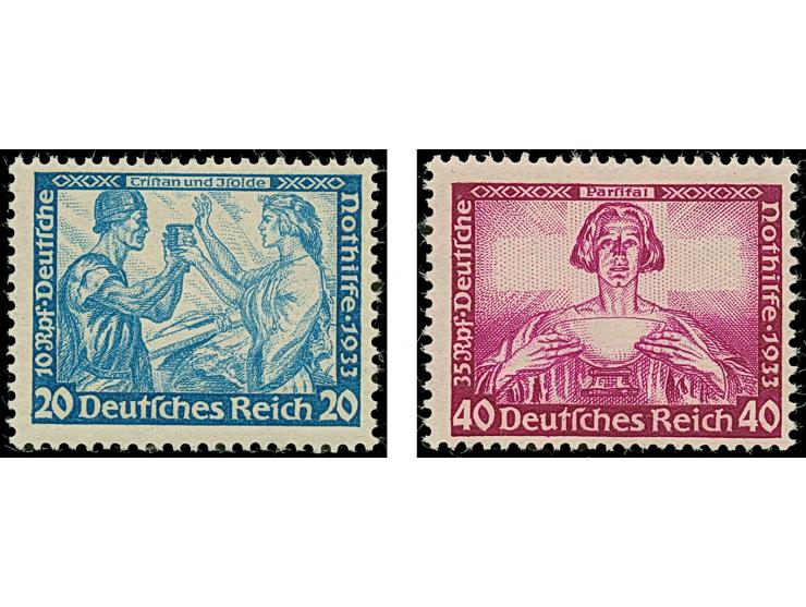 1933, Wagner 20 Pfg. in B-Zähnung und 40 Pfg., postfrisch, tadellos. Unsigniert, jeweils Fotoattest H.-D. Schlegel BPP (2025)