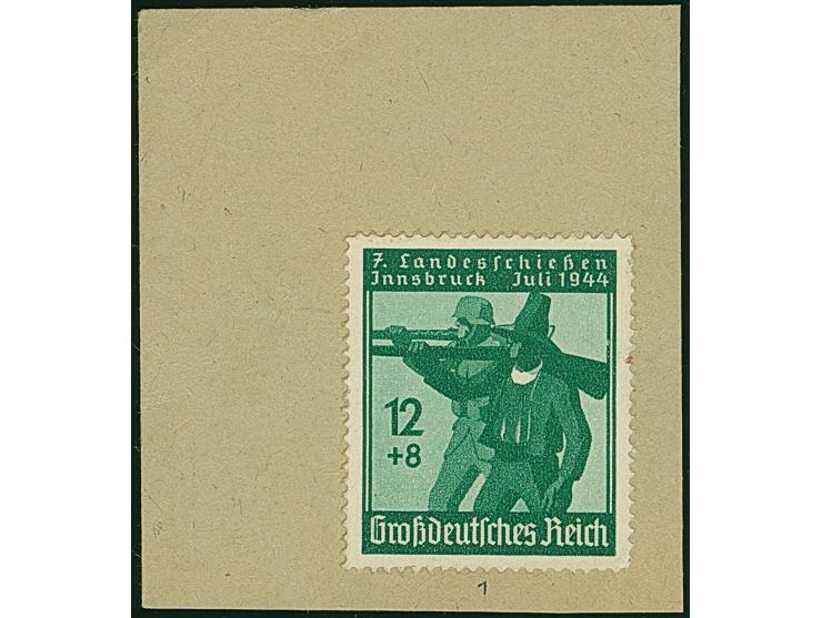 1944, Tiroler Landesschießen 12 Pfg. als gezähnter Probedruck in Smaragdgrün und im Text abweichenden Schriftbändern auf Vorl