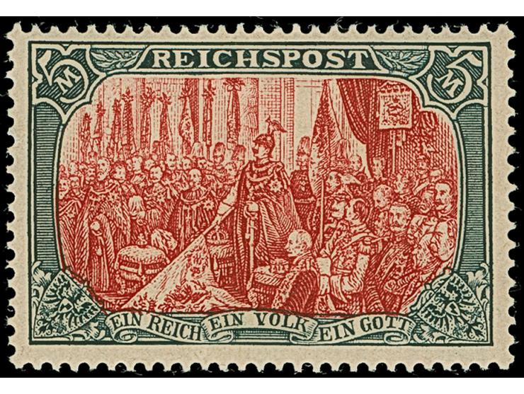 1900, Reichspost 5 M., Type II, farbfrisch und sehr gut gezähnt, postfrisch und in tadelloser Erhaltung. Ein schönes Exemplar