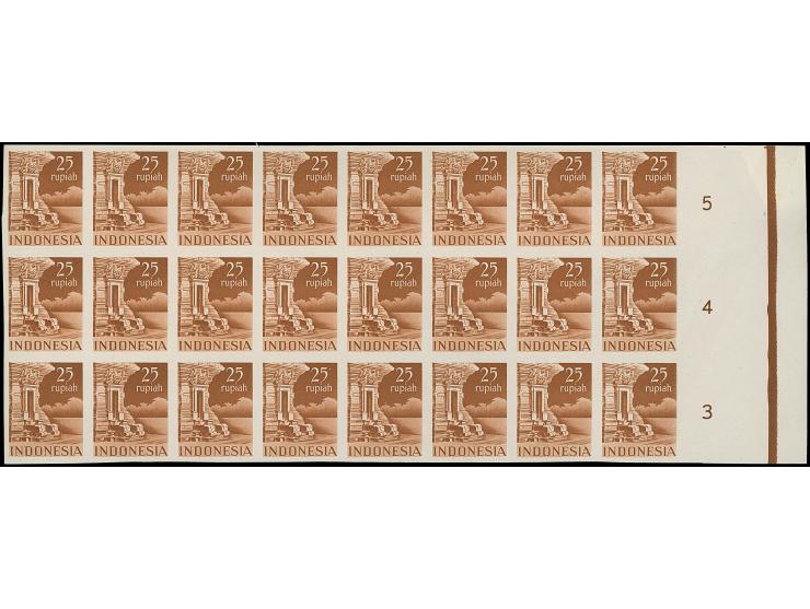 1949, Temples 15 s. - 25 r. as imperforated ungummed proofs, each in block of 24, few with small stains &nbsp;