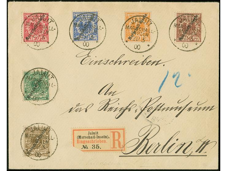 1899, Berliner Ausgabe 3-50 Pfg. komplett, dabei 10 Pfg. lilarot und 25 Pfg. gelblichorange, je mit klarem Stempel “MARSCHALL
