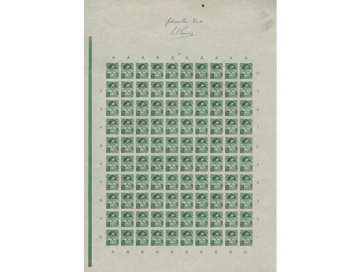 1951, Asian Olympic games 5-35 s., the complete set as imperforated proofs on ungummed paper in sheets of 100 (10 s., 20 s. a