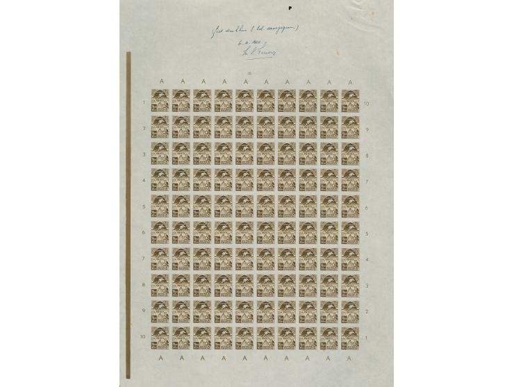 1951, Asian Olympic games 5-35 s., the complete set as imperforated proofs on ungummed paper in sheets of 100 (10 s., 20 s. a