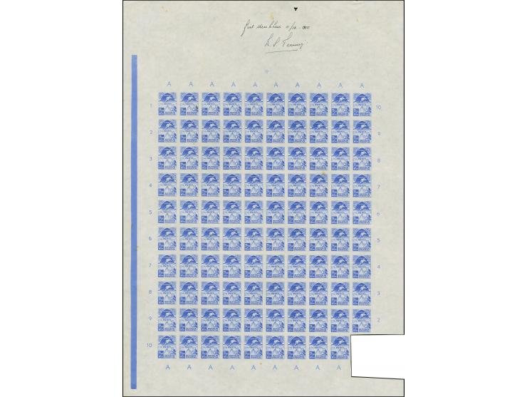 1951, Asian Olympic games 5-35 s., the complete set as imperforated proofs on ungummed paper in sheets of 100 (10 s., 20 s. a