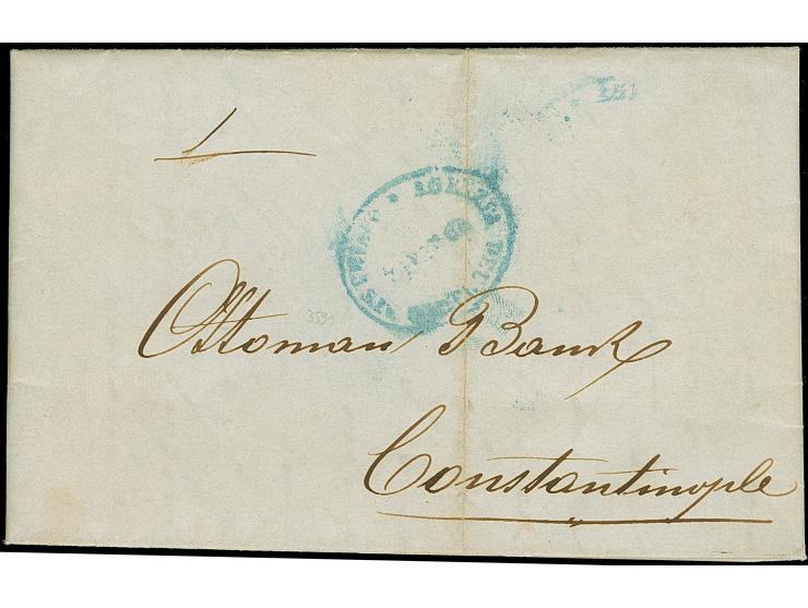 “AGENZIA DEL LLOYD AUSTRIACO GALATZ” auf Faltbrief nach Konstantinopel