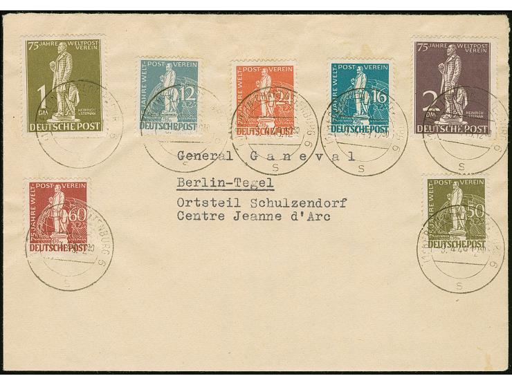 1949, Stephan 12 Pfg.-2 M. mit Ersttagsstempel “BERLIN-CHARLOTTENBURG 6 9.4.49” auf Holthöfer-FDC mit gedrucktem Absender an 
