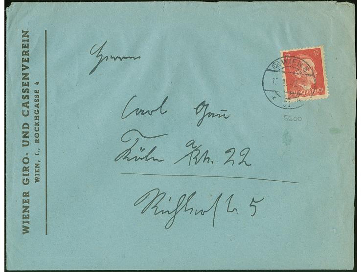 Amerikanische Fälschungen für Deutschland: Hitler 12 Pfg. mit falschem Tagesstempel von “WIEN” auf Vordruckbrief “WIENER GIRO