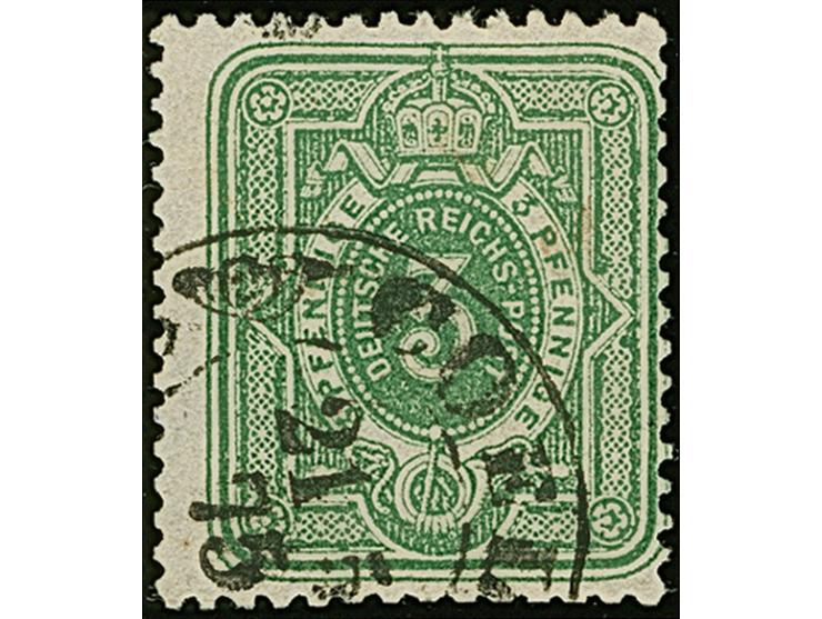 “COELN 21.5.75” (Spalink 4-7N) klar auf loser Marke 3 Pfge stumpfgrün mit Plattenfehler “Guillochemuster über rechtem Schraff