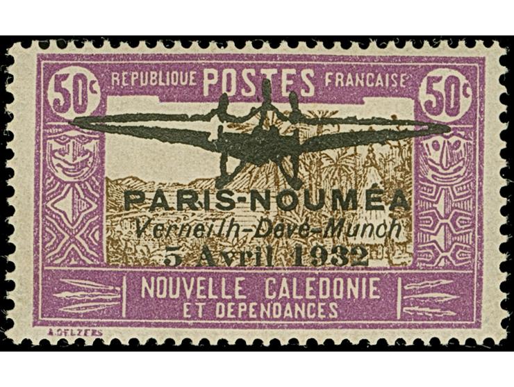 1932, Paris-Noumea Flight &nbsp;50 c. , unused, lightly hinged, vf, signed Scheller