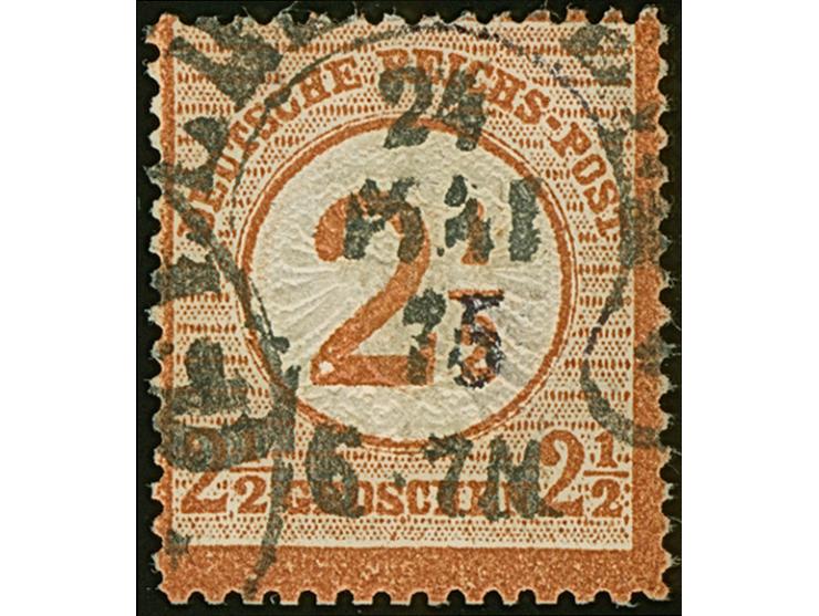 “ELBERFELD 24.MAI.75” (Spalink 12-6) klar auf loser 2½ auf 2½ Gr. braunorange. Die farbfrische Marke ist sehr gut geprägt, gu