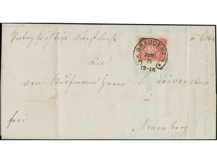 “GRAUDENZ 5.JUNI.75” (Spalink 14) sehr klar auf 10 Pfge karminrosa auf komplettem Faltbrief “Portopflichtige Dienstsache” nac