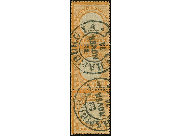 “HAMBURG I.A. 22.NOVBR.74” (Spalink 17-4M), zweimal klar ohne Zeitgruppenriegel auf senkrechtem Dreierstreifen großer Schild 