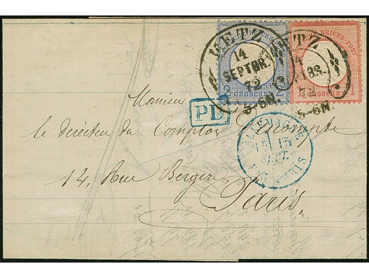 “METZ 14.SEPTBR.72” (Spalink 25-1) zweimal klar auf kleiner Schild 2 Gr. grauultramarin und großer Schild 1 Gr. rötlichkarmin