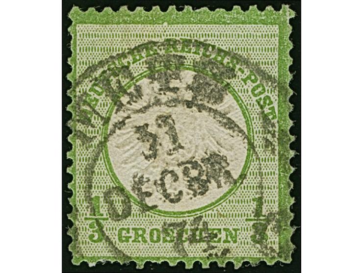 “METZ 31.DECBR.74” (Spalink 25-1N) recht klar auf loser Marke großer Schild ⅓ Gr. gelblichgrün mit Plattenfehler “helle Kerbe