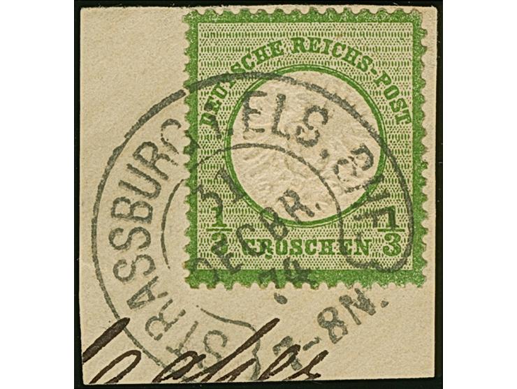 “STRASSBURG i. ELS. BHF. 31.DECBR.74” (Spalink 36-4) sehr klar auf großer Schild ⅓ dunkelolivgrün mit Plattenfehler “Punkt un