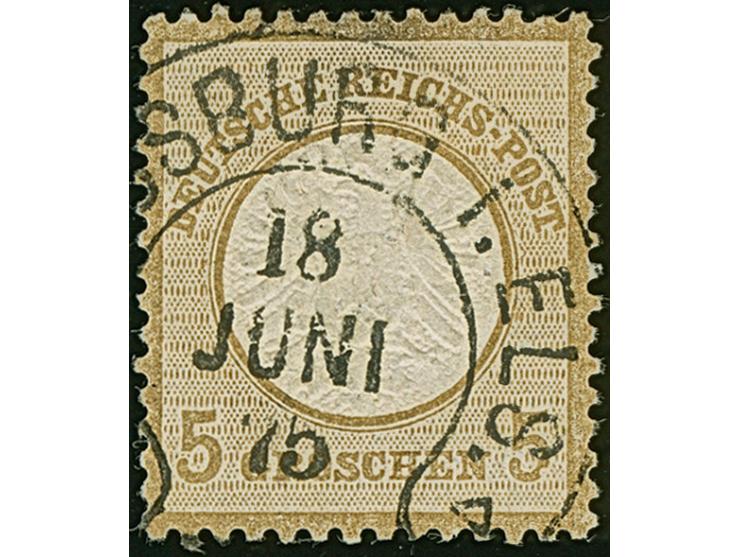 “STRASSBURG i. ELS. 18.JUNI.75” (Spalink 36-6) sehr klar auf loser Marke großer Schild 5 Gr. ockerbraun. Die farbfrische Mark