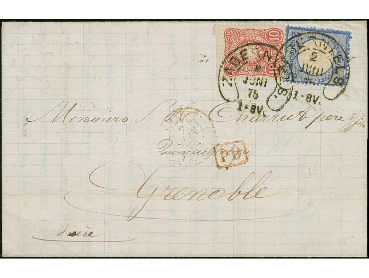 “ZABERN i. ELS. 2.JUNI.75” (Spalink 41) zweimal klar auf großer Schild 2 Gr. grauultramarin mit Plattenfehler “heller Fleck i