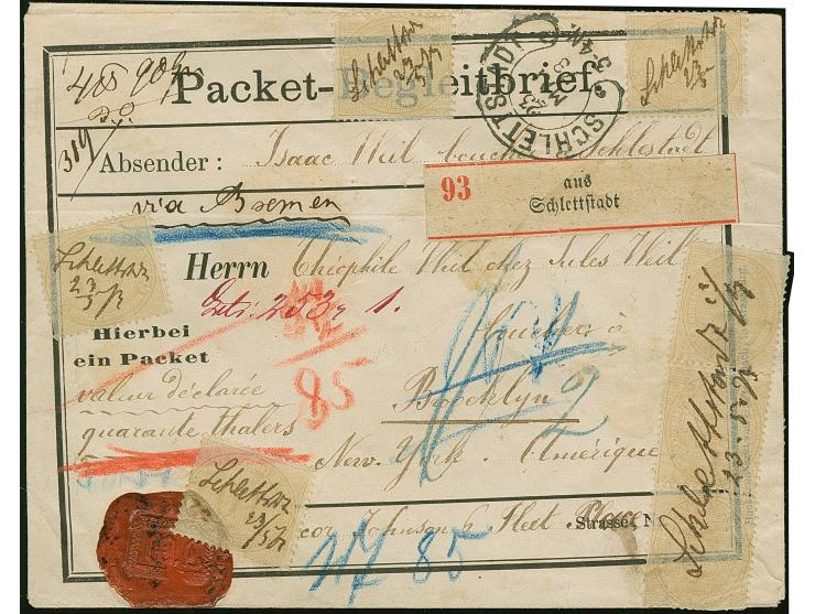 “SCHLETTSTADT 23.MAI.73” (Spalink 33) auf kleiner Schild orange rückseitig auf Wert-Paketbegleit-Vordruck-Briefkuvert für ein