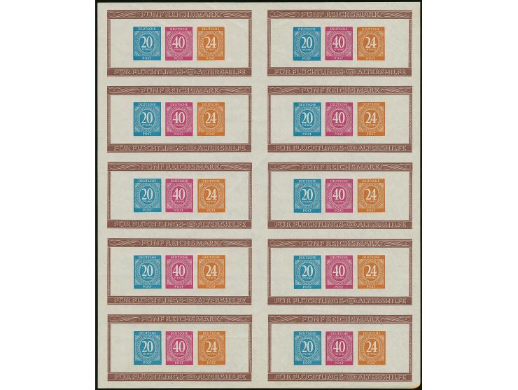 1946, Zeughaus-Blockpaar, jeweils im kompletten Kleinbogen mit 10 Blocks, postfrisch mit den üblichen Kalanderbügen, ansonste