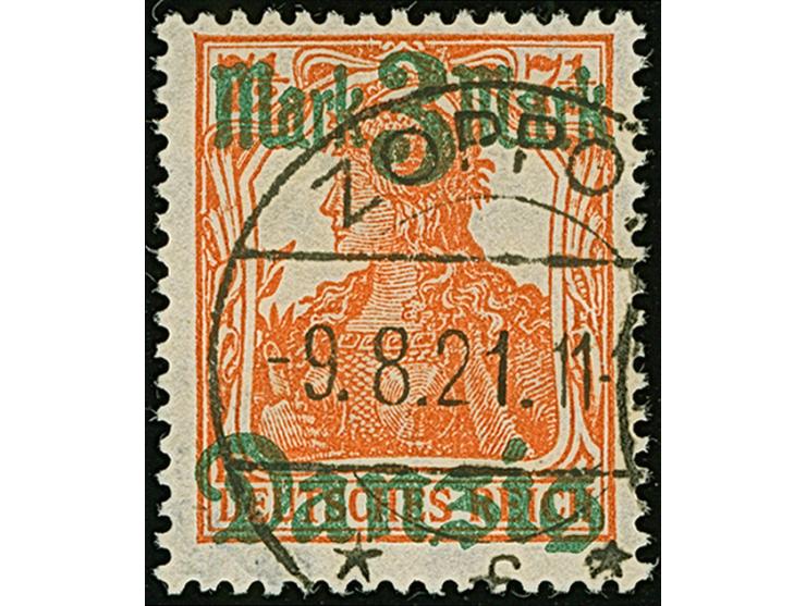 3 M. auf 7½ Pfg. ohne Netzuntdruck, mit zeitgerechter Entwertung “ZOPPOT *f* 9.8.21”, in einwandfreier Erhaltung, sign. Kniep