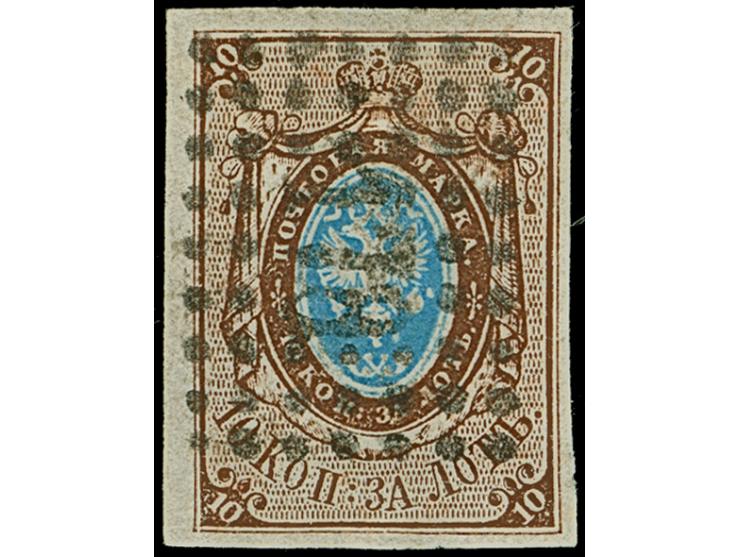 CHIGIRIN (Ukraine): 10 kopeck brown &amp; blue, good to large margins, used by upright clear central strike of &nbsp;dotted r