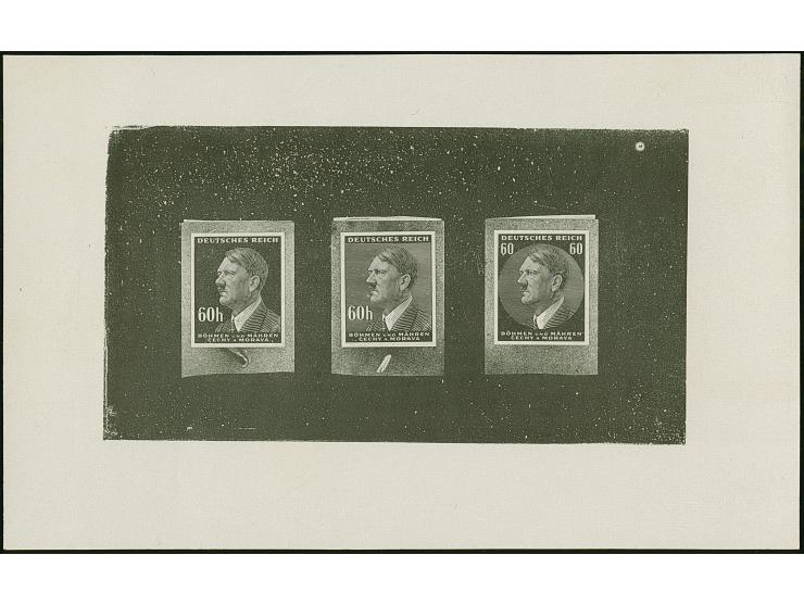 1942, Hitler 60 H., drei verschiedene Fotoessays, waagerecht nebeneinander gedruckt auf gestrichenem, ungummierten Papier (17