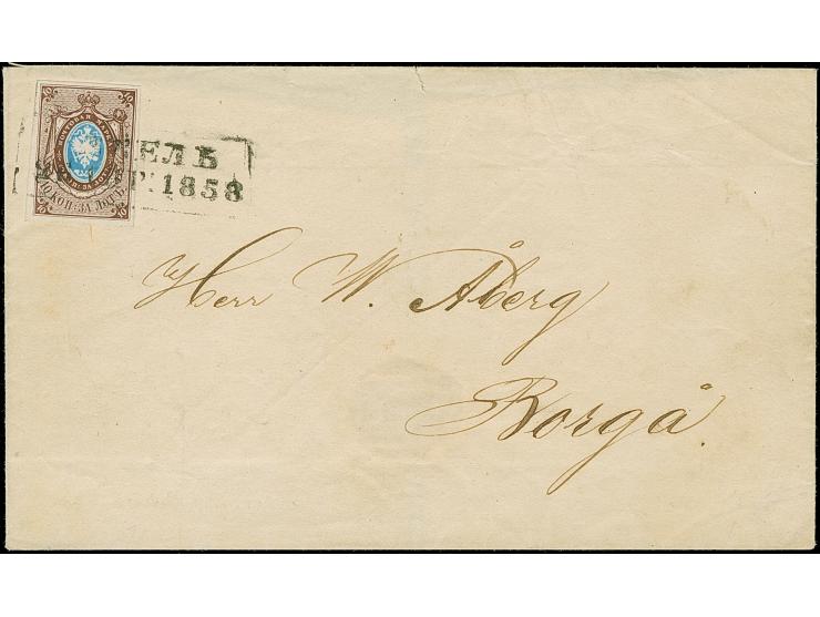 REVAL (Estonia): 10 kopeck brown &amp; blue, nice large even margins, tied by boxed pre-philatelic "REVAL 26 APR. 1858" to le