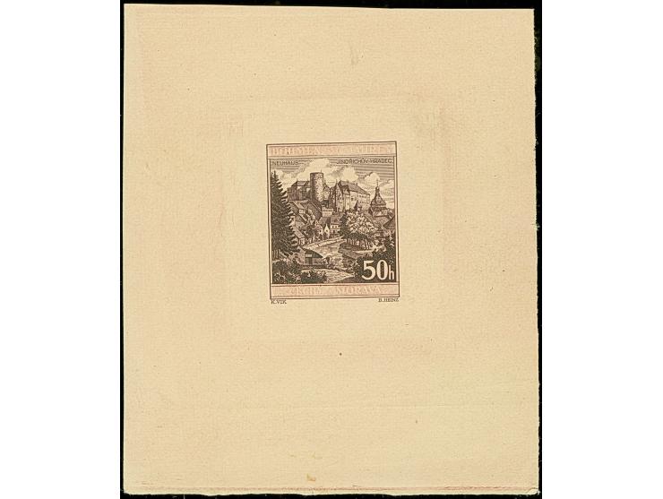 1939, Neuhaus 50H. schwärzlichkarminbraun, Einzelabzug in abweichendem Format, die Schriftleisten sind nicht vollständig ausg