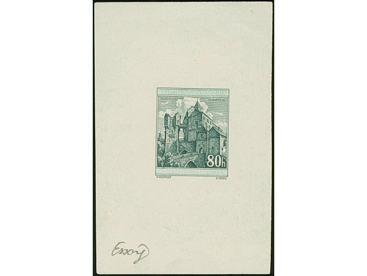 1939, Burg Pernstein 80H. schwärzlichgraugrün, Einzelabzug in abweichendem Format, die Schriftleisten sind nicht vollständig 