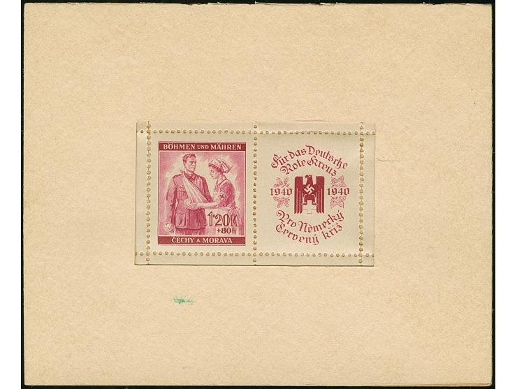 1940, Rotes Kreuz 1,20 K. dunkelrosa mit Zierfeld rechts, Farbprobedruck im Kleinbogenformat, sauber in Passepartout montiert