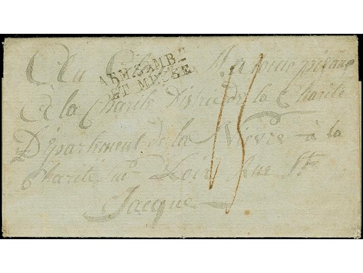 1795, kpl. Faltbrief von Bonn, mit L2 “ARM.SAMBRE ET MEUSE” nach Frankreich