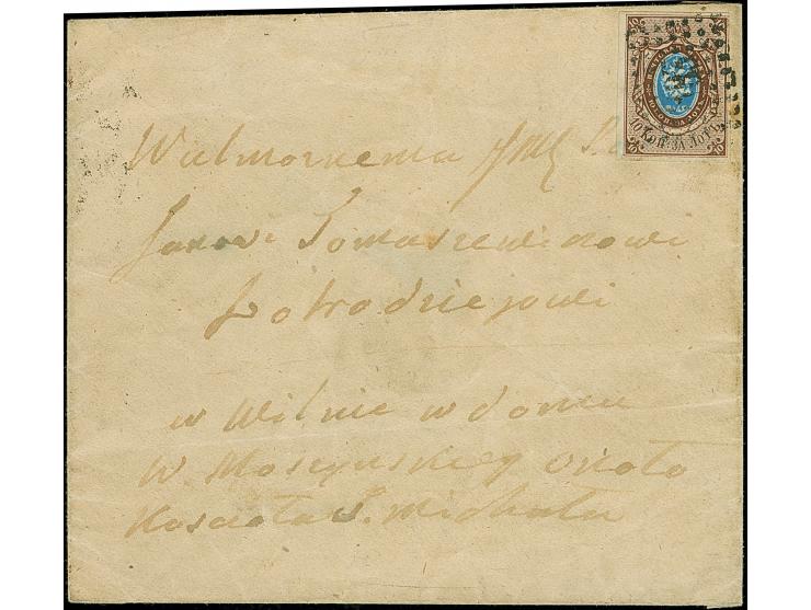 TELSHI (Lithuania): 10 kopeck brown &amp; blue, slightly touched at upper right, otherwise good to large margins, tied by dot