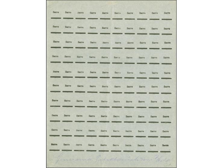 1920, Kontrollabzug der Aufdruckplatte III-b auf dünnem Maschinenpapier, im Unterrand mit handschriftlicher Angabe “Germania,