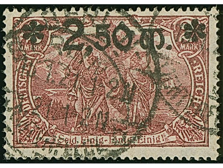 1920, Aufdruckausgabe 2,50 M. auf 2 M. dunkelkarminbraun, farbfrisch und gut gezähnt, sauber gestempelt. Fotoattest Weinbuch 