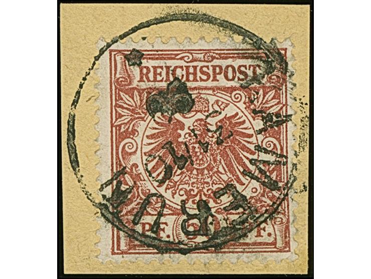 1890, Krone/Adler 50 Pfg. lilabraun (Urmarke) mit Stempel “KAMERUN 31.10.90” auf Briefstück, in einwandfreier Erhaltung, sign