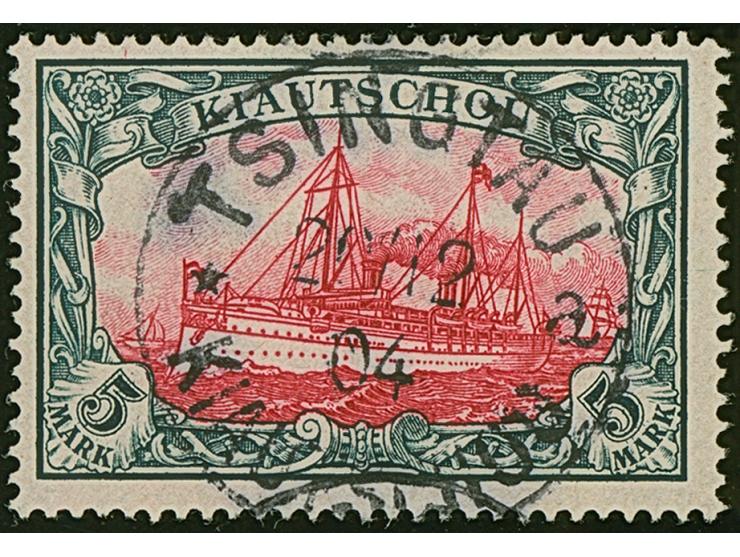 1901, Kaiseryacht 5 M. mit klarem Stempel “TSINGTAU KIAUTSCHOU *a20.2.04”, in einwandfreier Erhaltung, u.a. sign. Bothe BPP