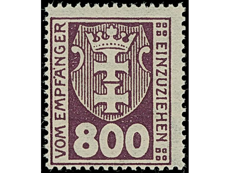 1921, Kleines Staatswappen 10-800 Pfg. dunkelbraunviolett, alle 10 Werte, postfrisch, tadellos, sign. Oechsner BPP bzw. Twore