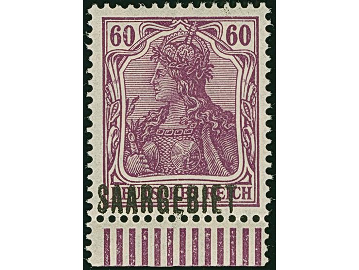 Germania 60 Pfennig rotlila, Unterrandstück, farbfrisch und gut gezähnt, postfrisch, tadellos, unsigniert mit Fotoattest Brau