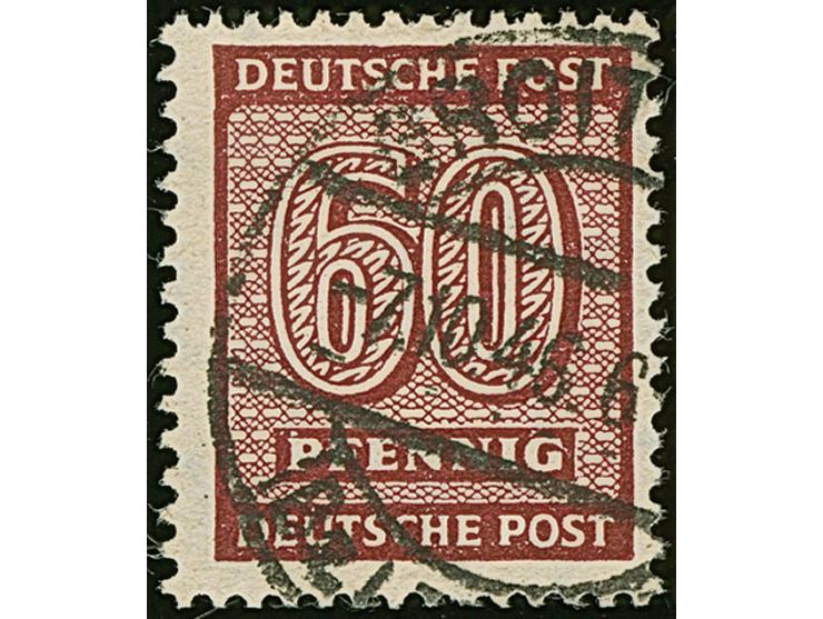 Ziffer 60 Pfg. karminbraun mit Wasserzeichen 1Y, sauber gestempelt, in tadelloser Erhaltung, Fotoattest Ströh BPP (2007)