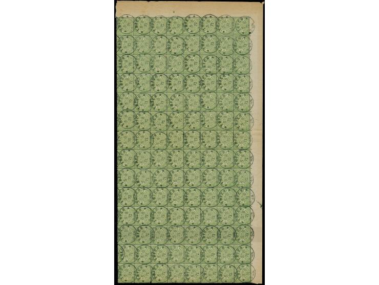 ⅓ Gr. grün im senkrechten Bogenteil von 112 Werten(8x 14), mit Bogenrändern oben und rechts, jeder Wert einzeln sauber entwer