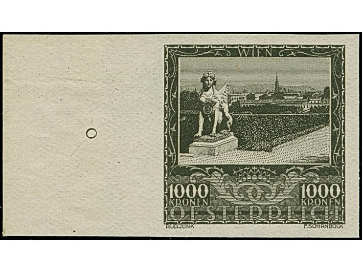 1923, Landeshauptstädte 100-1000 K., ungezähnt, kpl., 240-1000 K. mit linkem Seitenrand, postfrisch und einwandfrei