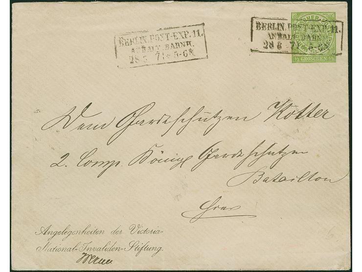 UMSCHLÄGE DER VIKTORIA-NATIONAL-INVALIDEN-STIFTUNG: Umschlag 1/3 Gr. grün, Format 152:120 mm, Absender mit Signatur "Werner",