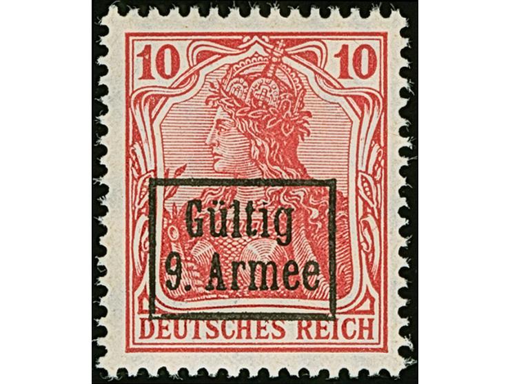1918, Gültig 9. Armee, Germania 10 Pfennig rotkarmin Friedensdruck, sauber ungebraucht, tadellos, eine sehr seltene Marke, Fo