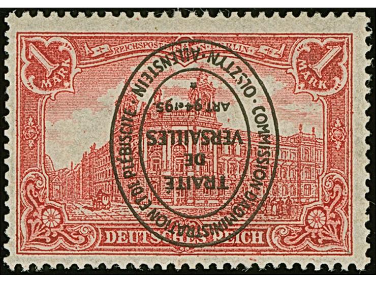 1920, Aufdruckausgabe im Hochoval 1 Mark mit kopfstehendem Aufdruck, sauber ungebraucht, tadellos, eine seltene Marke, Fotoat