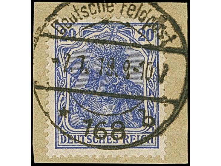 1919, Aufdrucktype II, violettblauer Aufdruck: Germania 20 Pfennig violettblau, kopfstehender Aufdruck, farbfrisch und gut ge